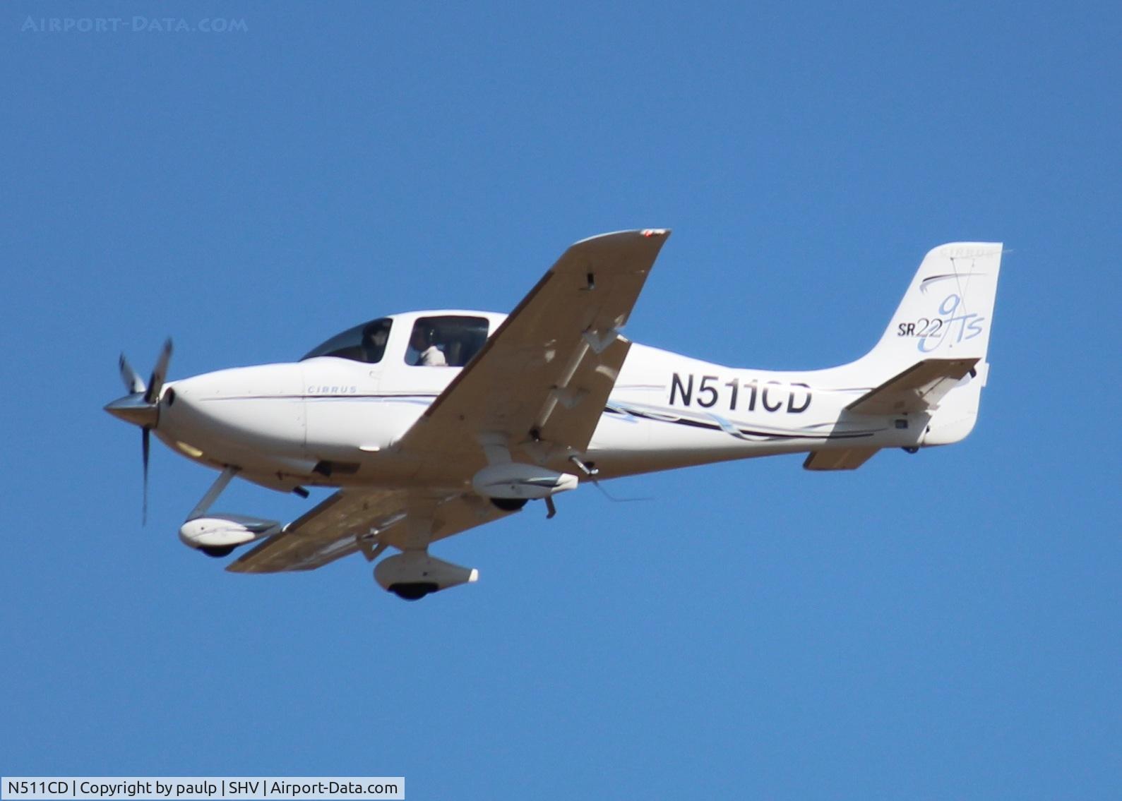 N511CD, 2005 Cirrus SR22 GTS C/N 1602, Landing at Shreveport Regional.