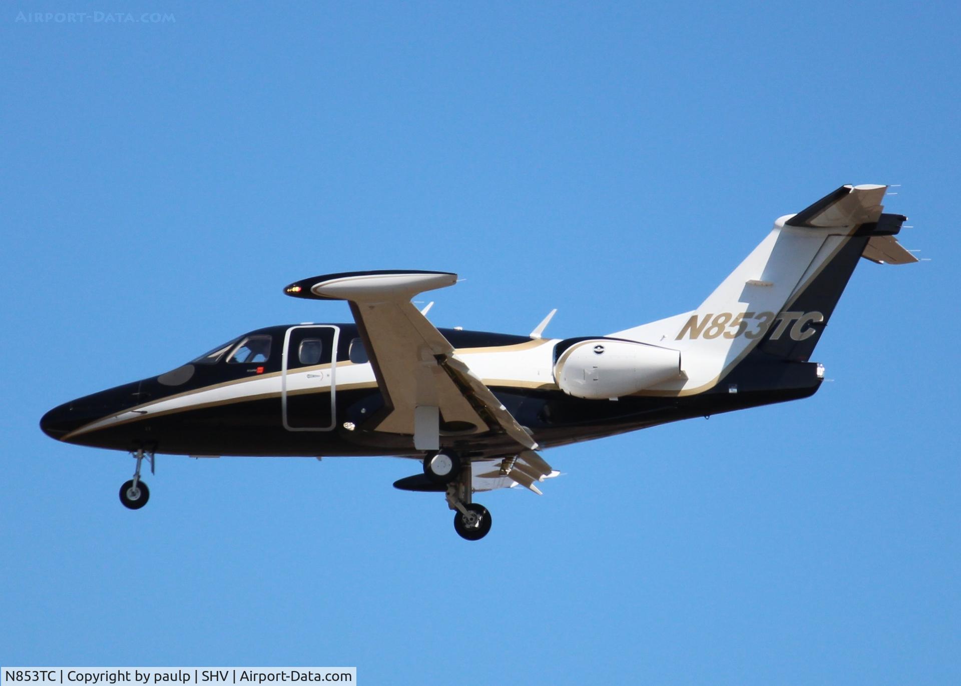 N853TC, 2008 Eclipse Aviation Corp EA500 C/N 000245, Beautiful Eclipse landing on Rwy 32 at Shreveport Regional.