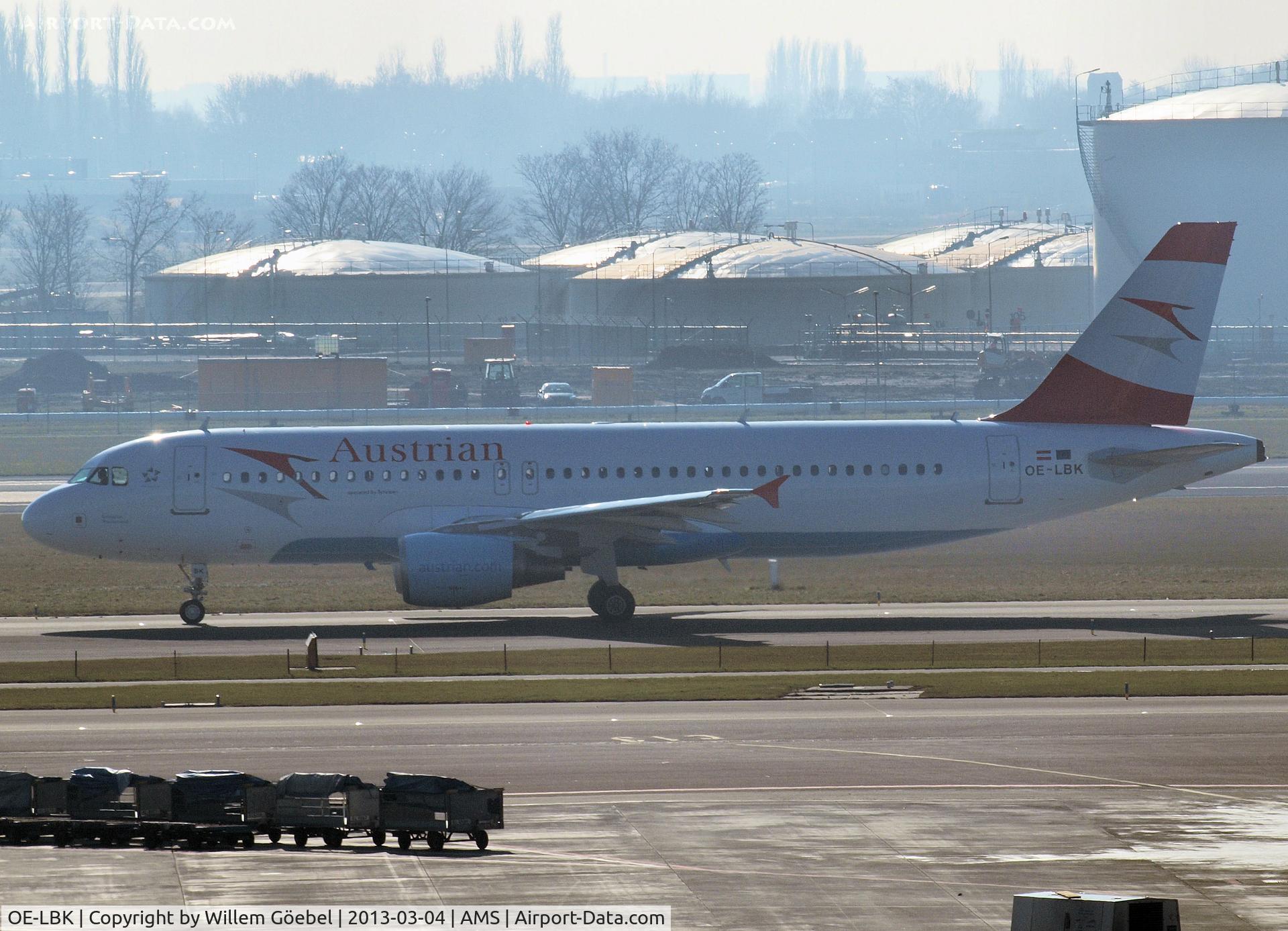 OE-LBK, 2003 Airbus A320-214 C/N 1931, (Now under Austrian Airlines ) Taxi to runway L18 of Schiphol Airport