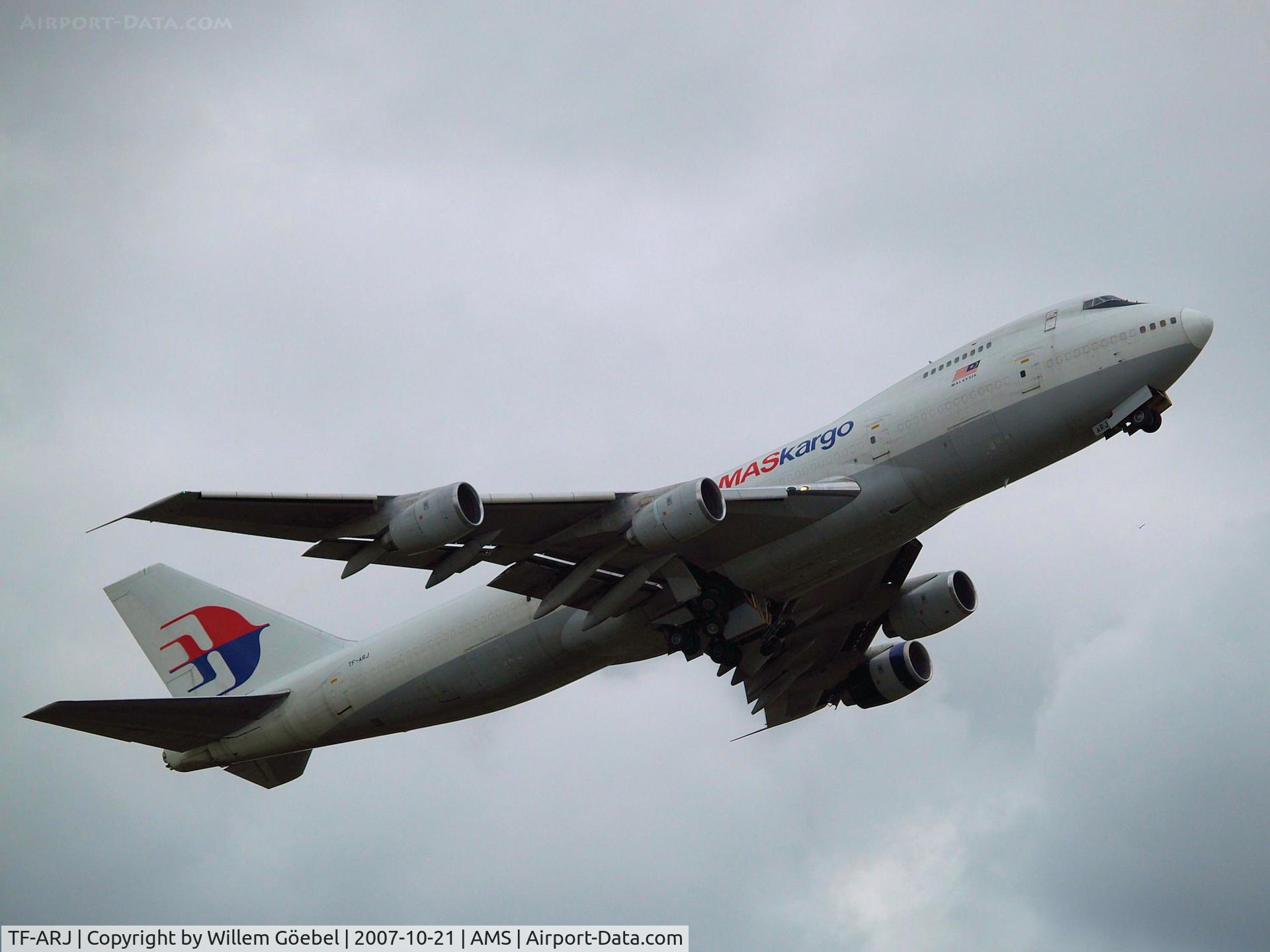 TF-ARJ, 1987 Boeing 747-236SF C/N 23735, Take off from runway 36l of Schiphol Airport