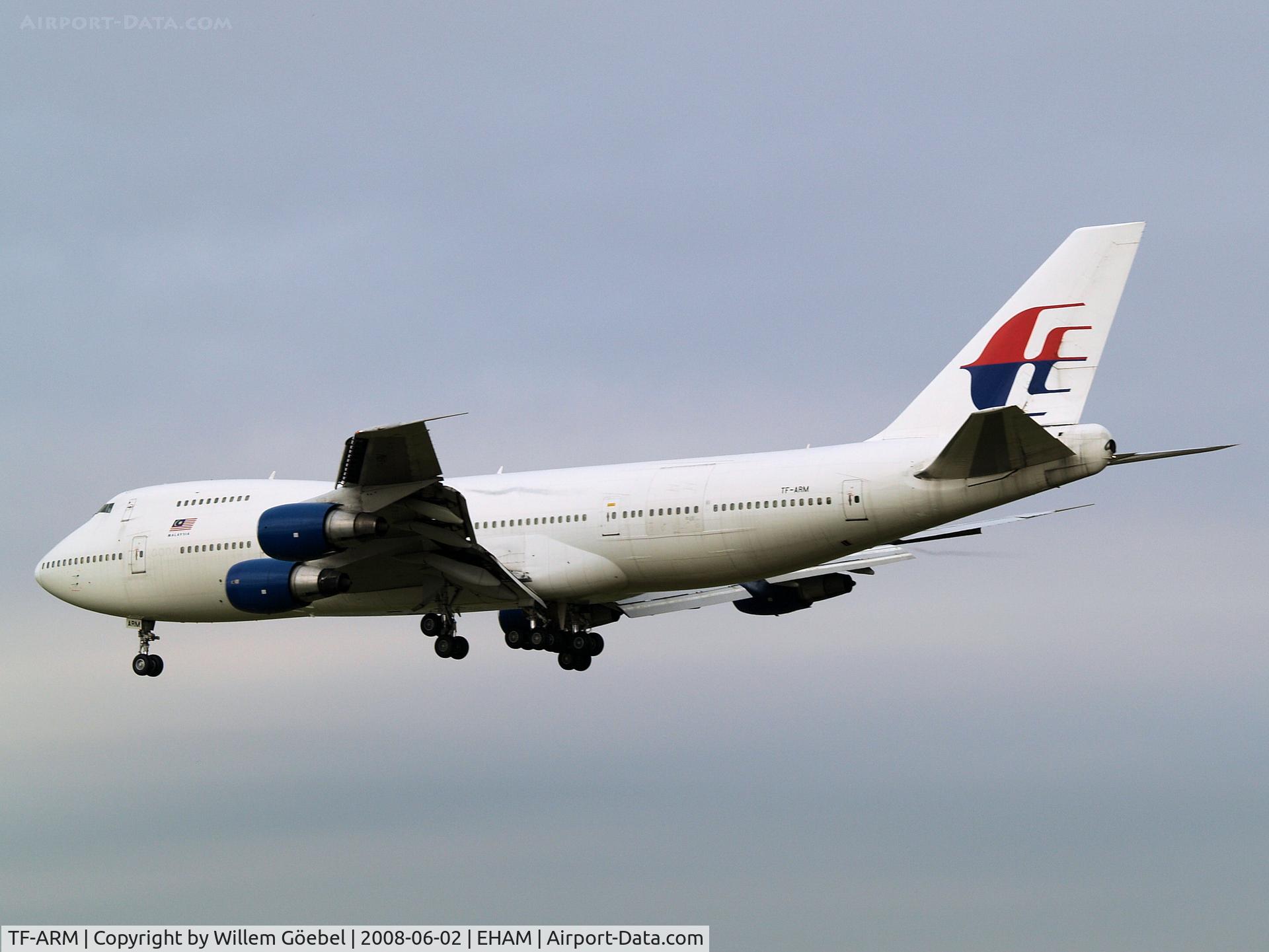 TF-ARM, 1980 Boeing 747-230BF C/N 22363, Landing on runway C18 of Schiphol Airport