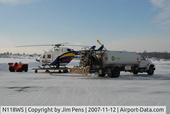 N118WS, 1984 Eurocopter-Kawasaki BK-117A-3 C/N 7030, ueling At home base Akron-Fulton Airport