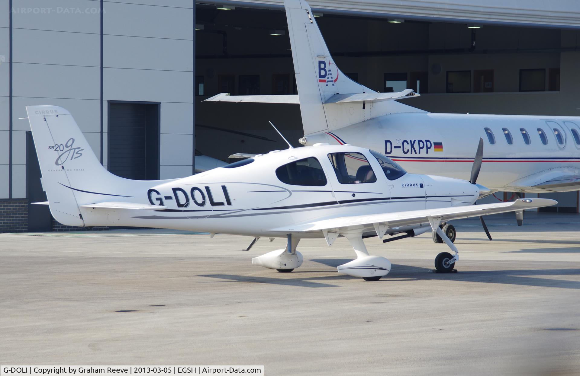 G-DOLI, 2008 Cirrus SR20 G3 GTS C/N 2009, Parked at Norwich.