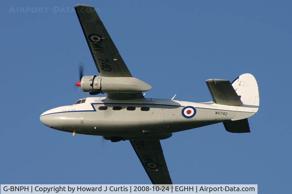 G-BNPH, 1955 Hunting Percival P-66 Pembroke C1 C/N PAC/66/027, Performing a fly past at the opening of the Bournemouth Aviation Museum.