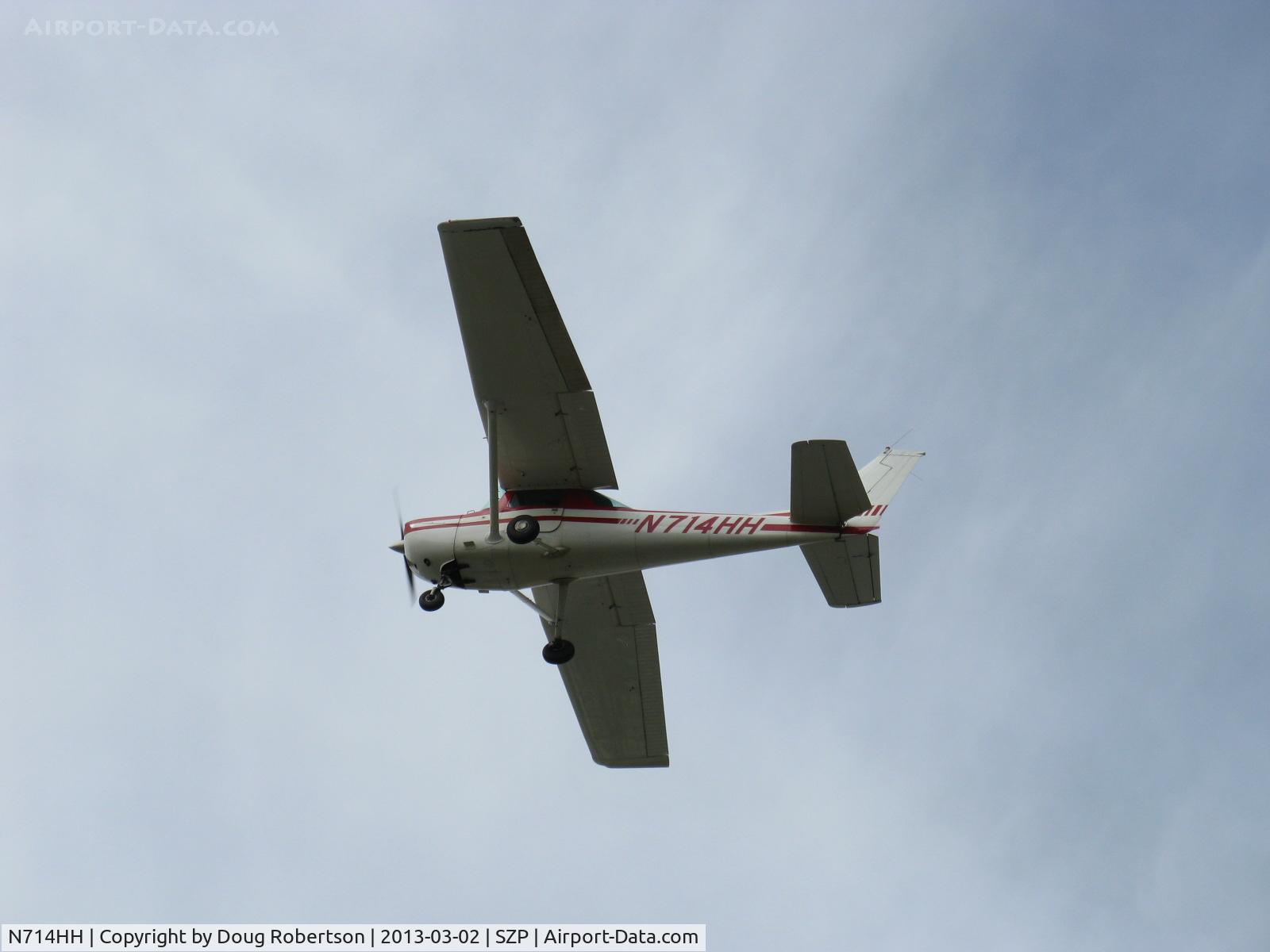 N714HH, 1977 Cessna 150M C/N 15079185, 1977 Cessna 150M, Continental O-200 100 Hp, takeoff climb Rwy 22