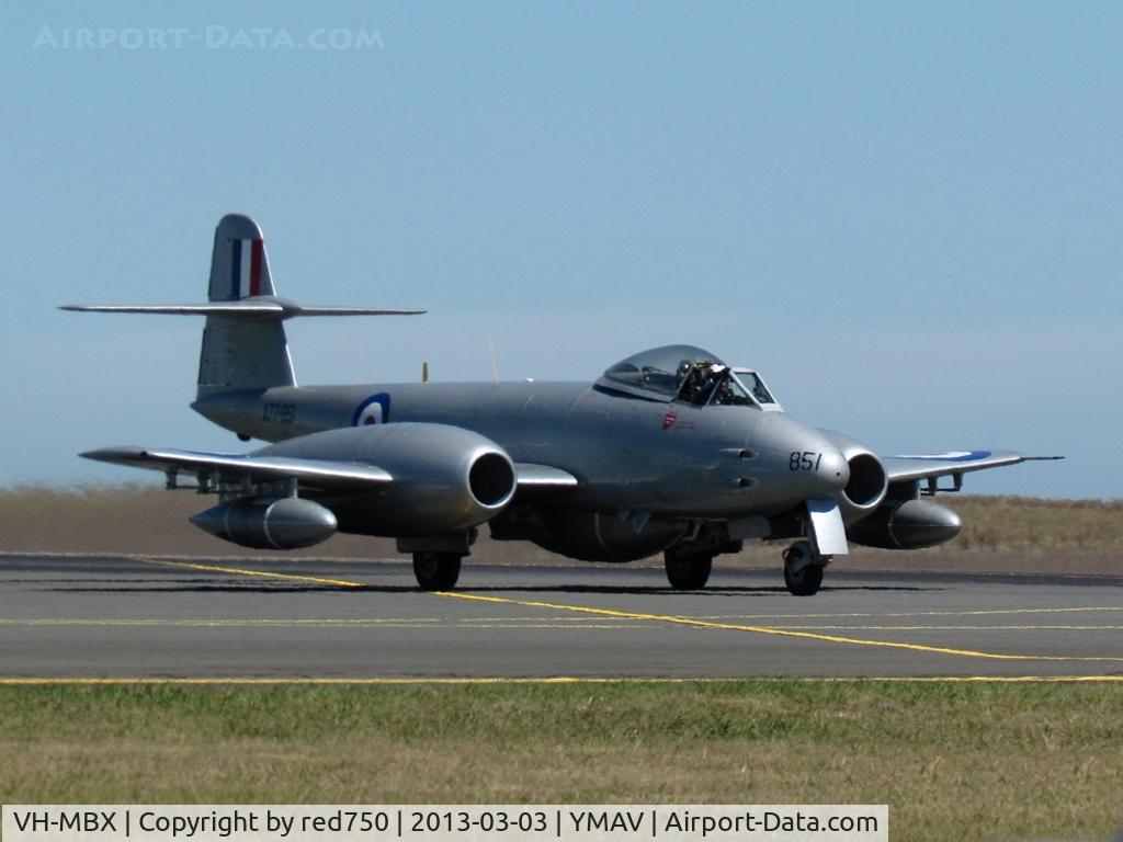 VH-MBX, 1950 Gloster Meteor F.8 C/N G5/361641, VH-MBX at 2013 Australian International Airshow, Avalon