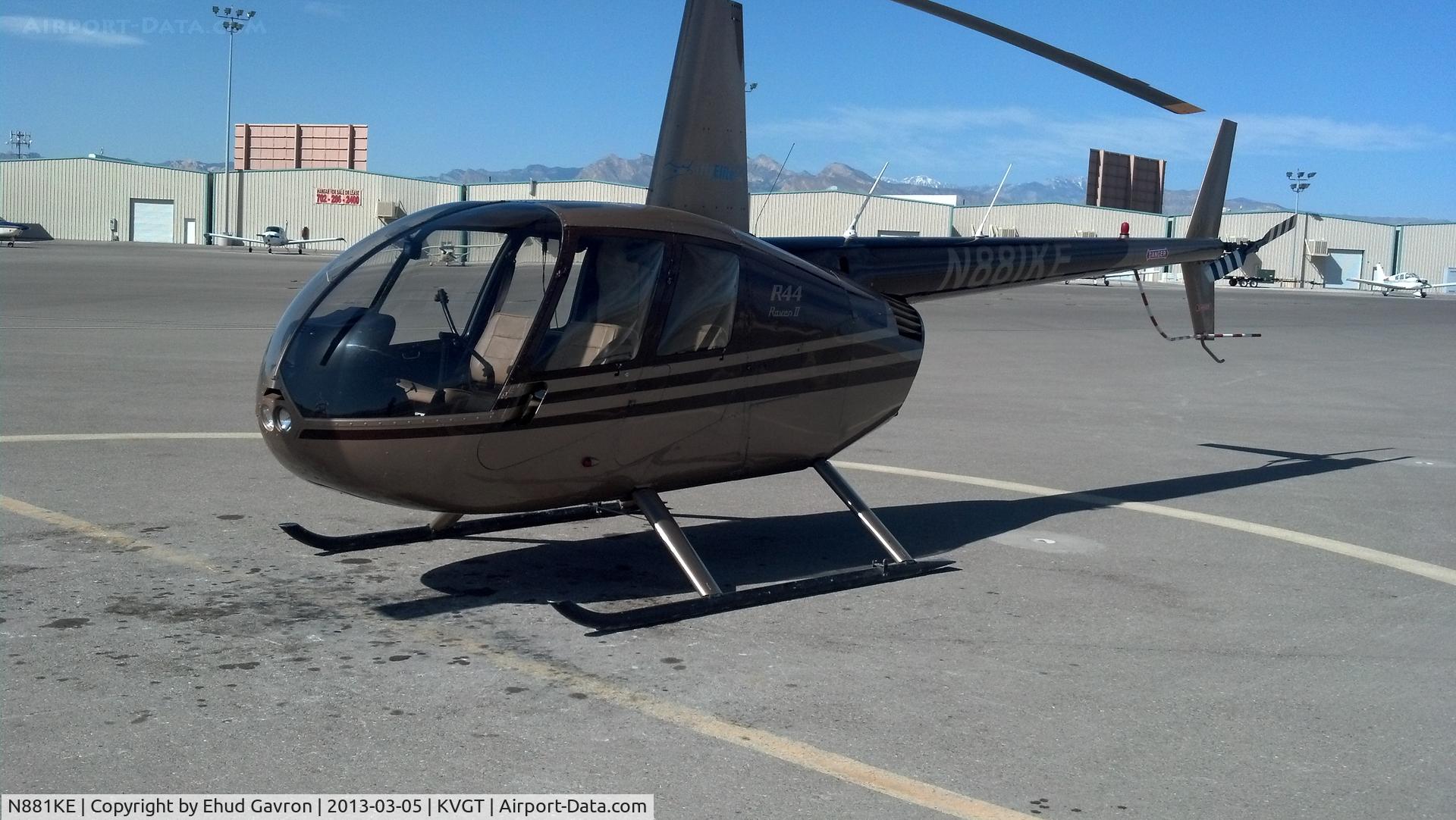 N881KE, 2002 Robinson R44 II C/N 10031, Parked at North Las Vegas airport, the helicopter I did most of my early training in :)