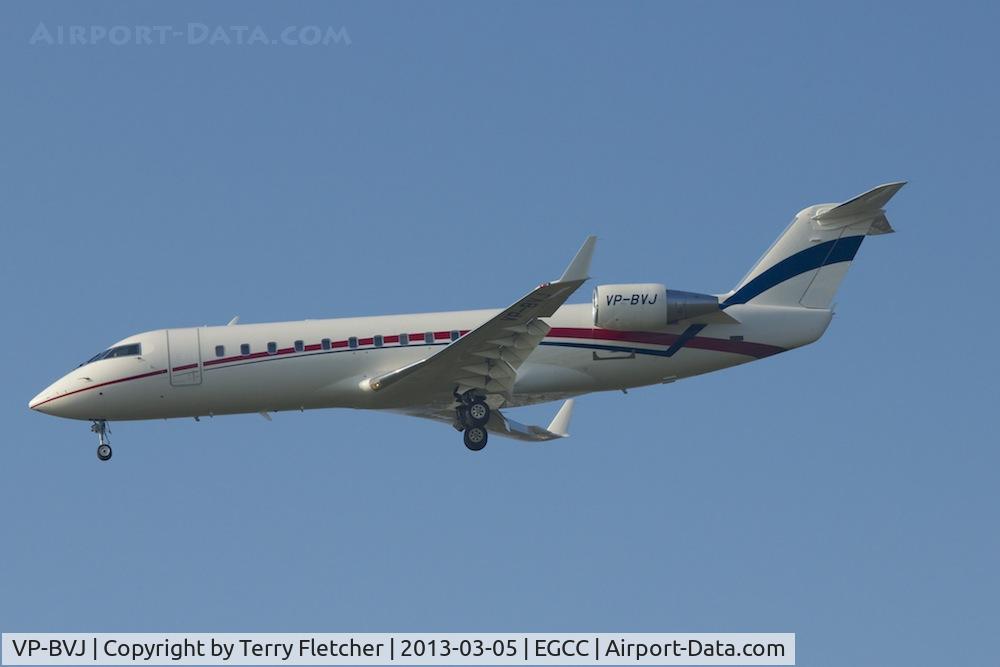 VP-BVJ, 2007 Bombardier Challenger 850 (CL-600-2B19) C/N 8071, Vistor for the EUFA Champions League match between Manchester United and Real 
Madrid