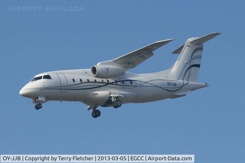 OY-JJB, 2002 Fairchild Dornier 328-300 328JET C/N 3199, Vistor for the EUFA Champions League match between Manchester United and Real 
Madrid