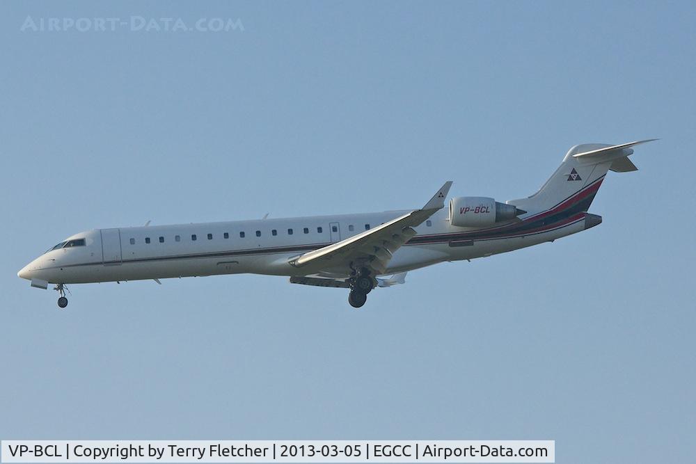 VP-BCL, 2006 Bombardier CRJ-700 (CL-600-2C10) Regional Jet C/N 10247, Vistor for the EUFA Champions League match between Manchester United and Real 
Madrid