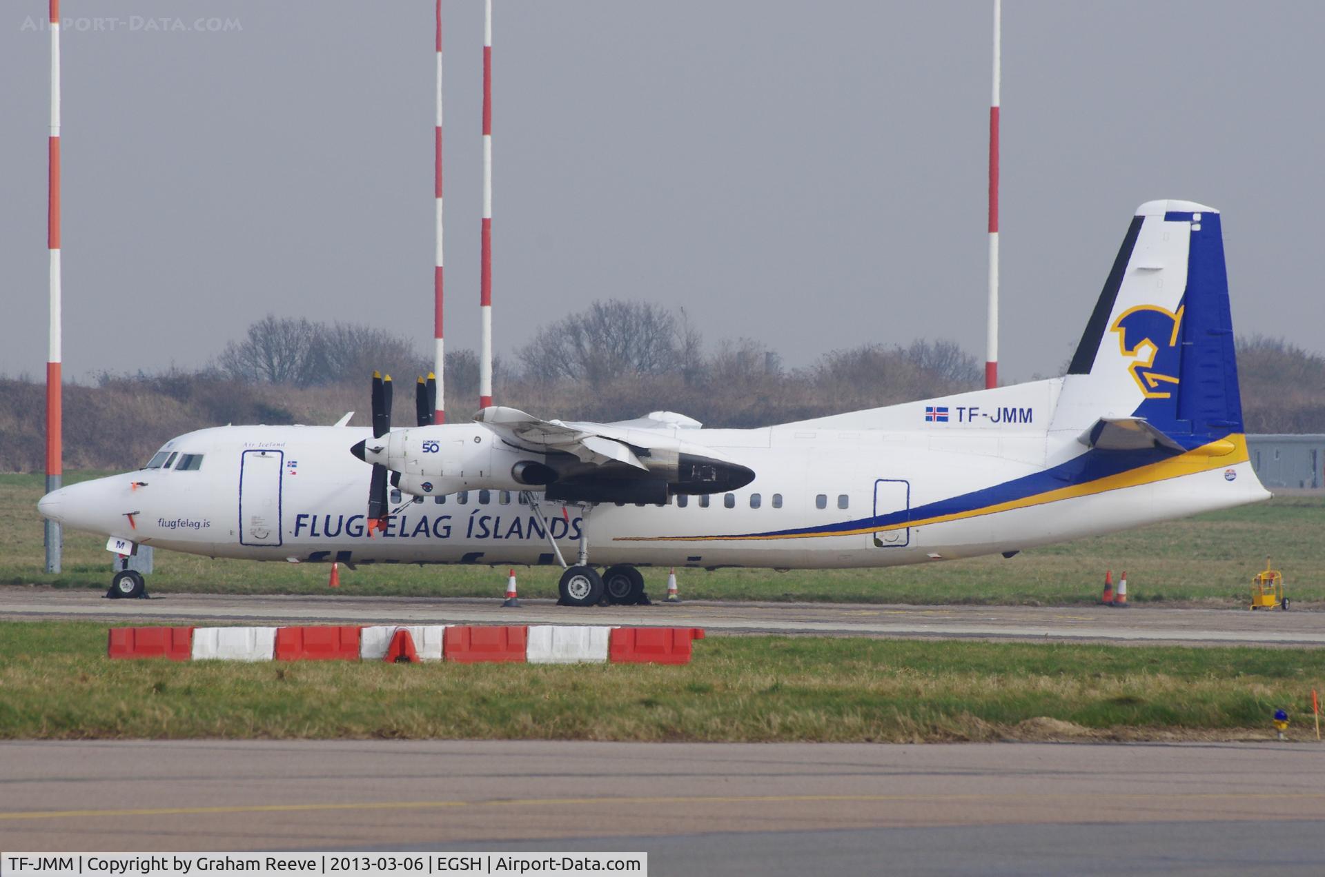 TF-JMM, 1991 Fokker 50 C/N 20214, Parked at Norwich.