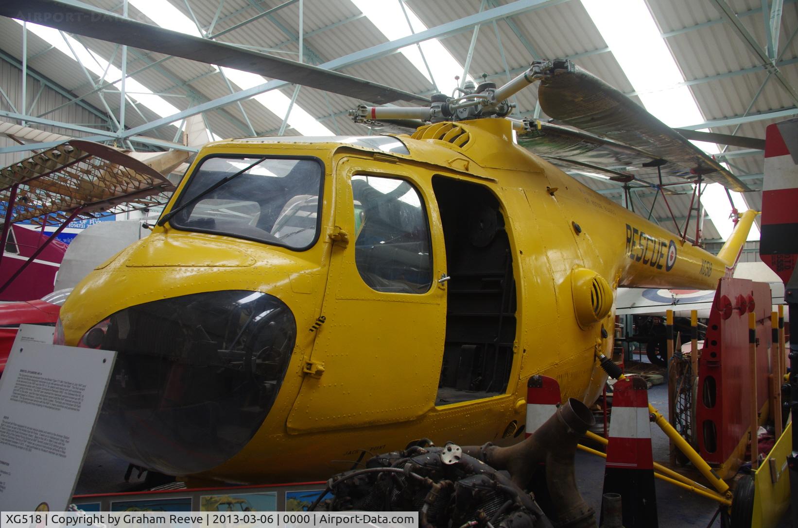 XG518, 1955 Bristol 171 Sycamore HR.14 C/N 13372, Preserved at the Norfolk and Suffolk Aviation Museum, Flixton.