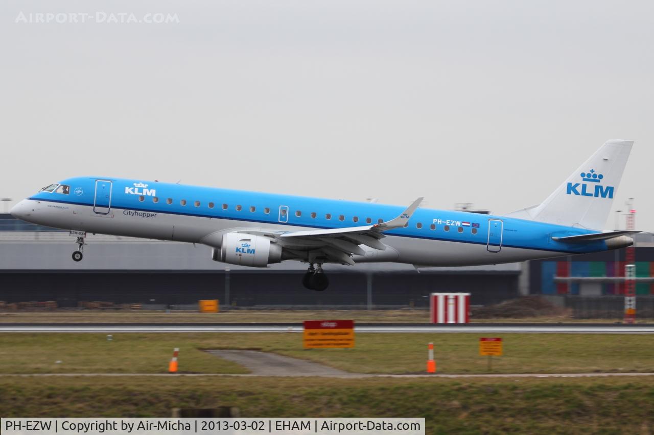 PH-EZW, 2012 Embraer 190LR (ERJ-190-100LR) C/N 19000533, KLM Royal Dutch Airlines