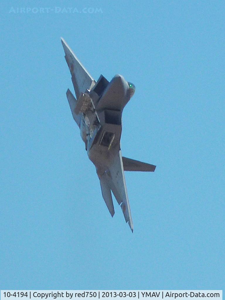 10-4194, Lockheed Martin F-22A Raptor C/N 645-4194, 10194 at the 2013 Australian International Airshow Avalon, showing ordnance bay doors open.