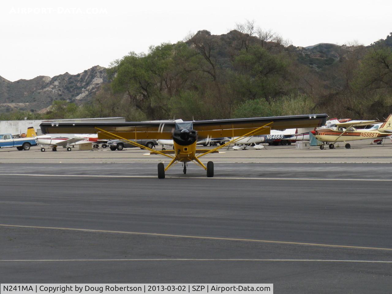 N241MA, 2011 Aviat A-1C-180 Husky C/N 3110, 2010 Aviat A-1C-180 HUSKY, Lycoming O-360-A1P 180 Hp, STOL landing rwy 22, taxi off the active. Note flaps width.