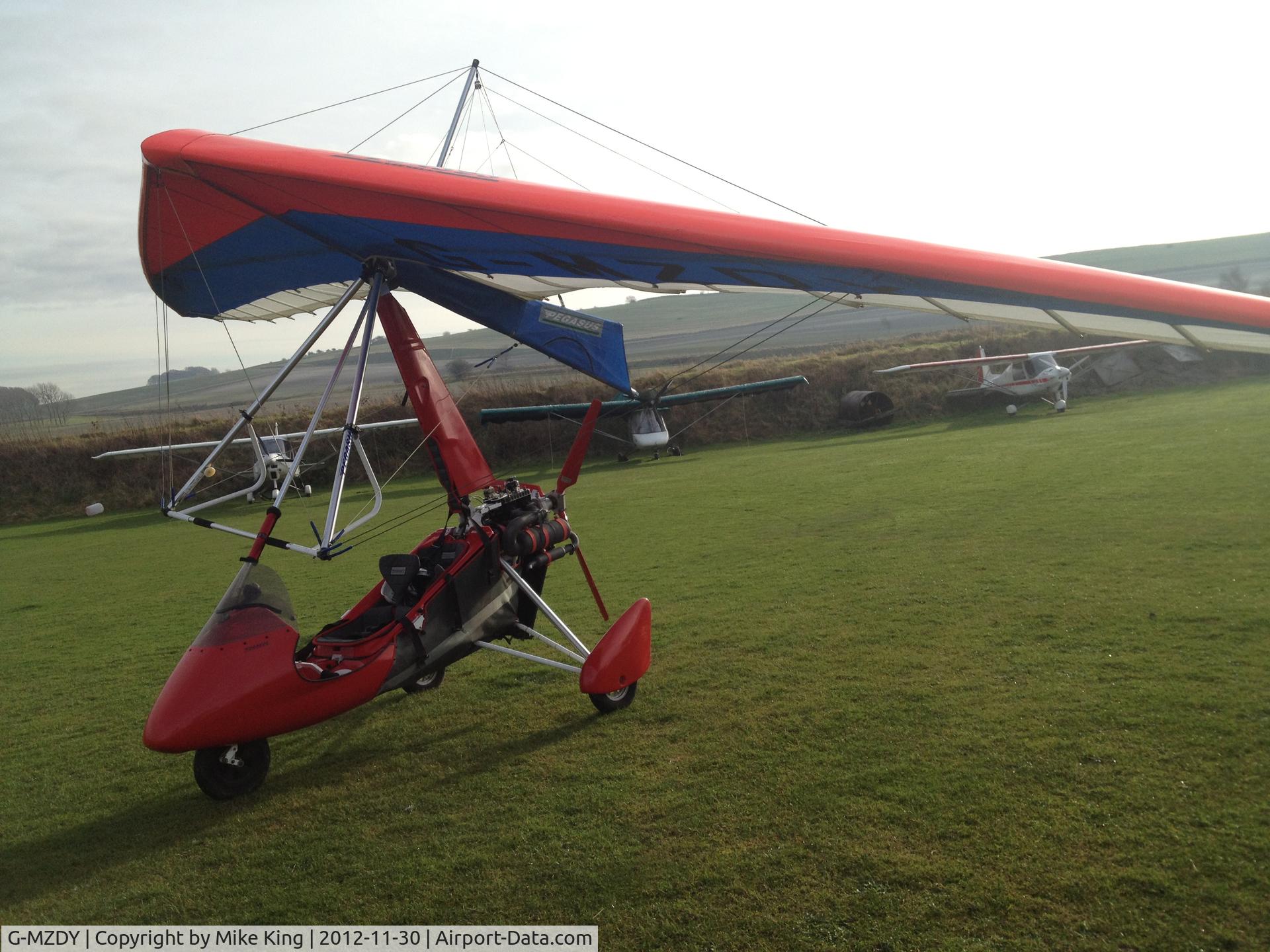 G-MZDY, 1996 Pegasus Quantum 15 C/N 7263, Photographed at Yatesbury Airfield 30th Nov 2012