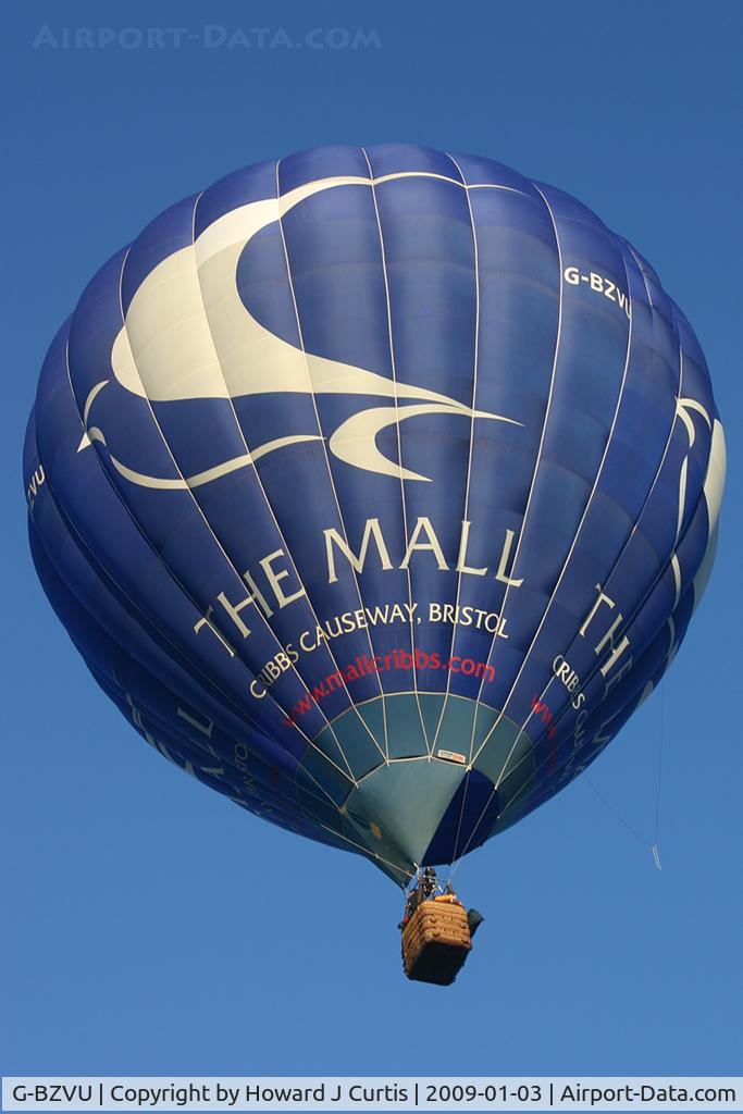 G-BZVU, 2001 Cameron Balloons Z-105 C/N 10078, The Mall, Cribbs, Causeway, Bristol. At the Icicle Balloon Meet, Savernake.