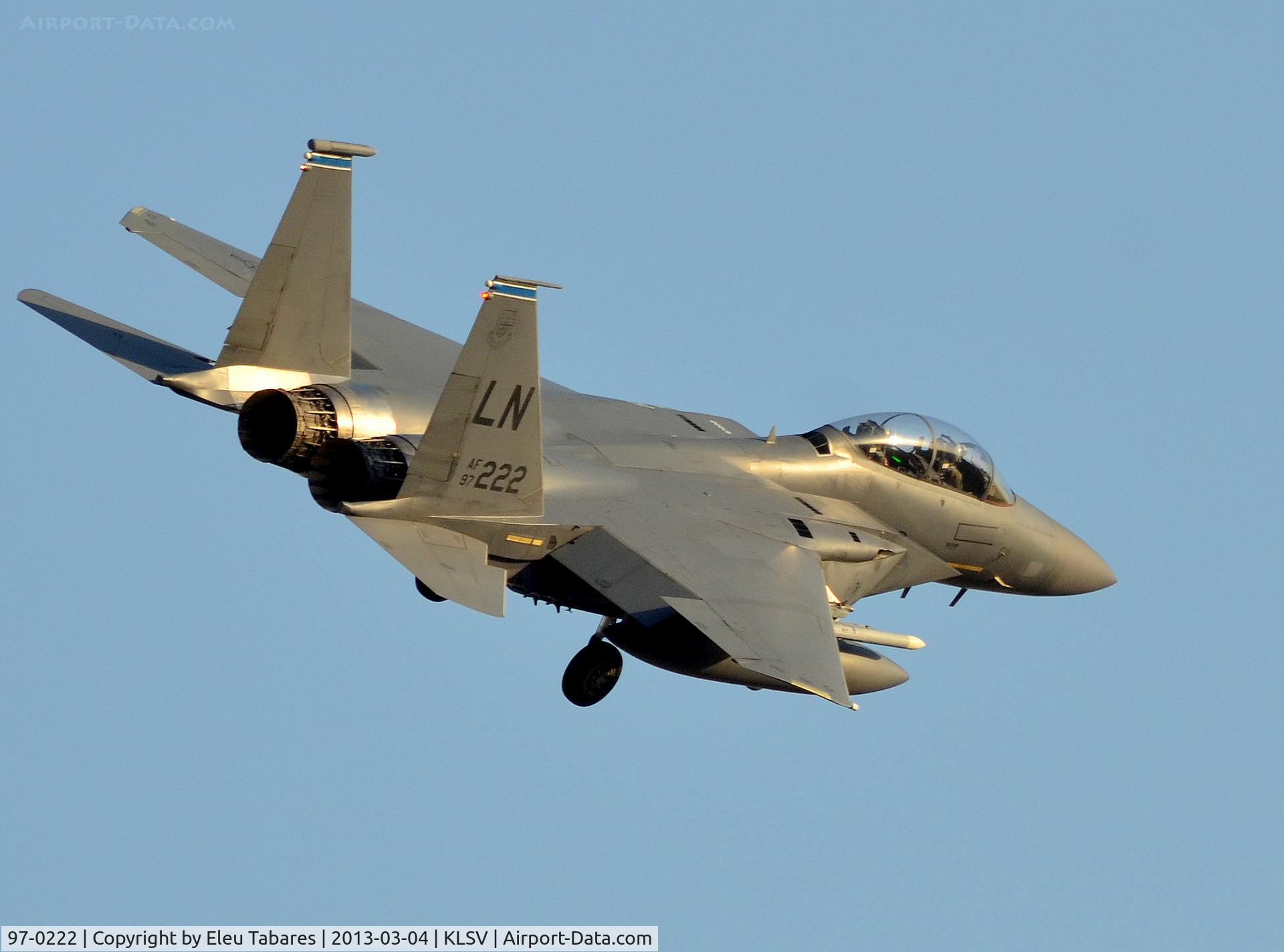 97-0222, 1997 McDonnell Douglas F-15E Strike Eagle C/N 1355/E221, Taken during Red Flag Exercise at Nellis Air Force Base, Nevada.