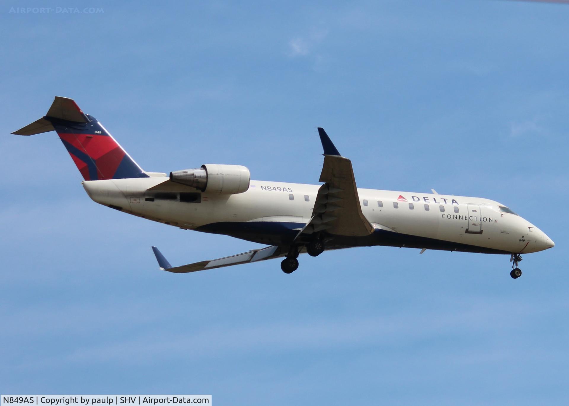 N849AS, 1999 Bombardier CRJ-200ER (CL-600-2B19) C/N 7347, ExpressJet 5007 landing at Shreveport Regional.