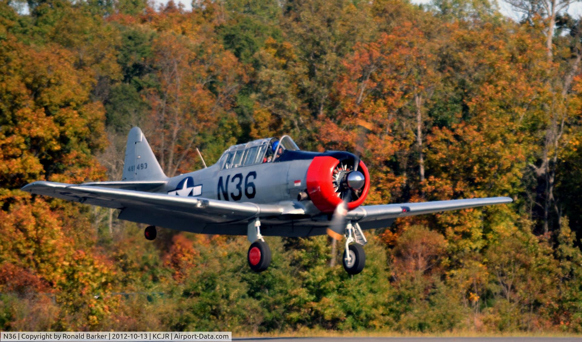 N36, 1944 North American AT-6F Texan C/N 121-42765, Landing - Culpeper Air Fest 2012