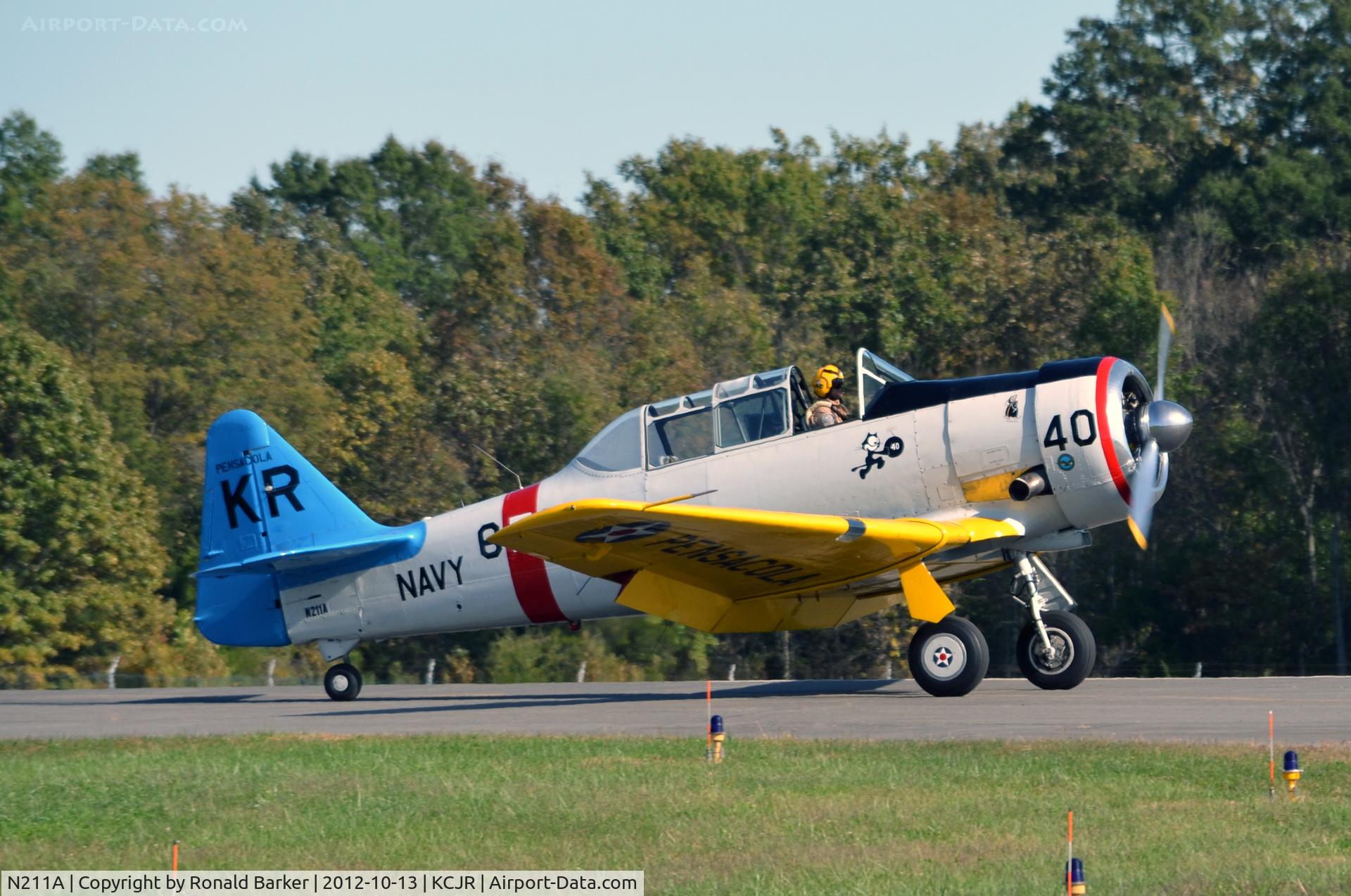 N211A, 1958 North American SNJ-6 Texan C/N 121-42318, Landing - Culpeper Air Fest 2012