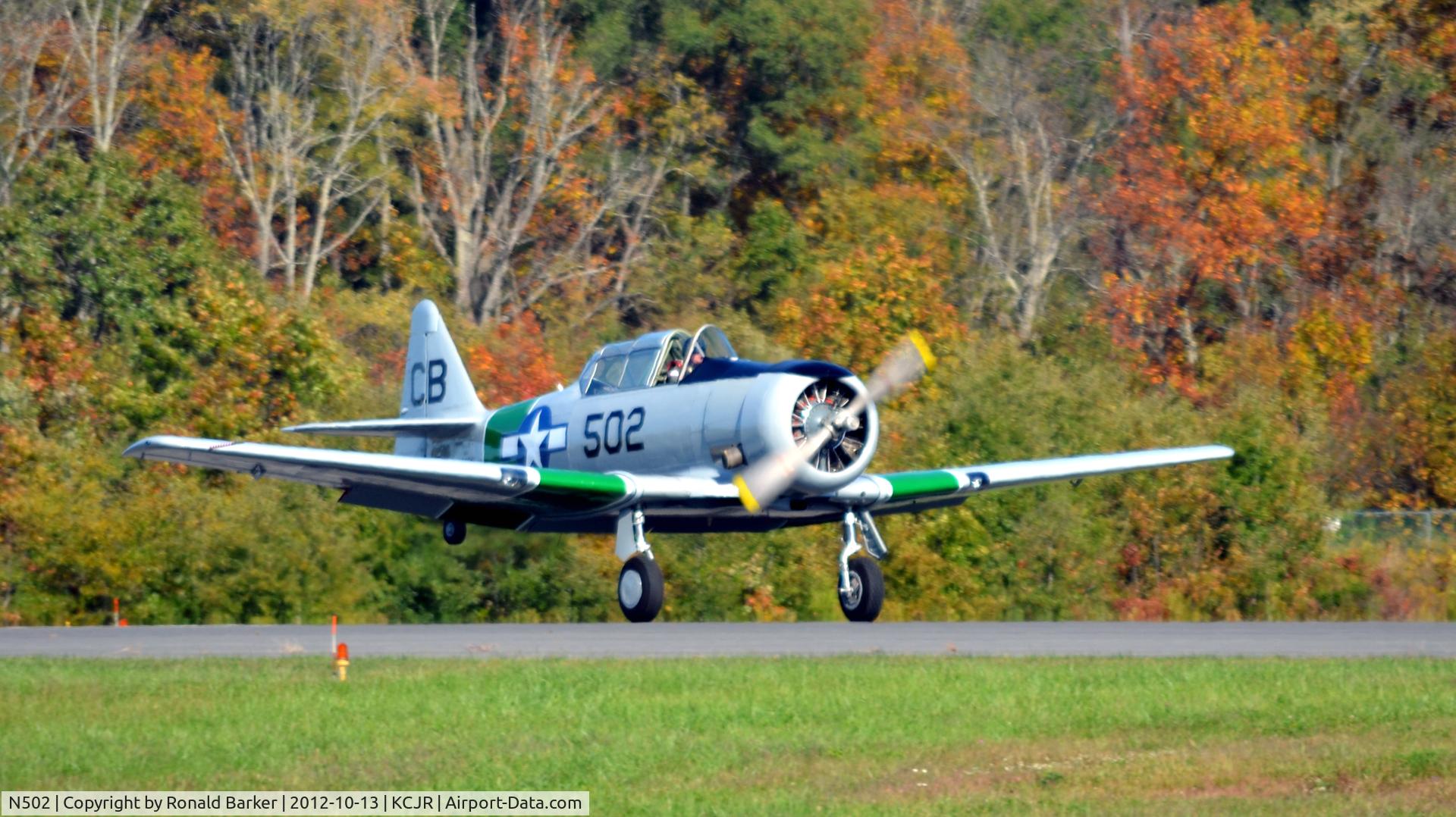 N502, 1941 North American SNJ-5 Texan Texan C/N 43689, Landing - Culpeper Air Fest 2012