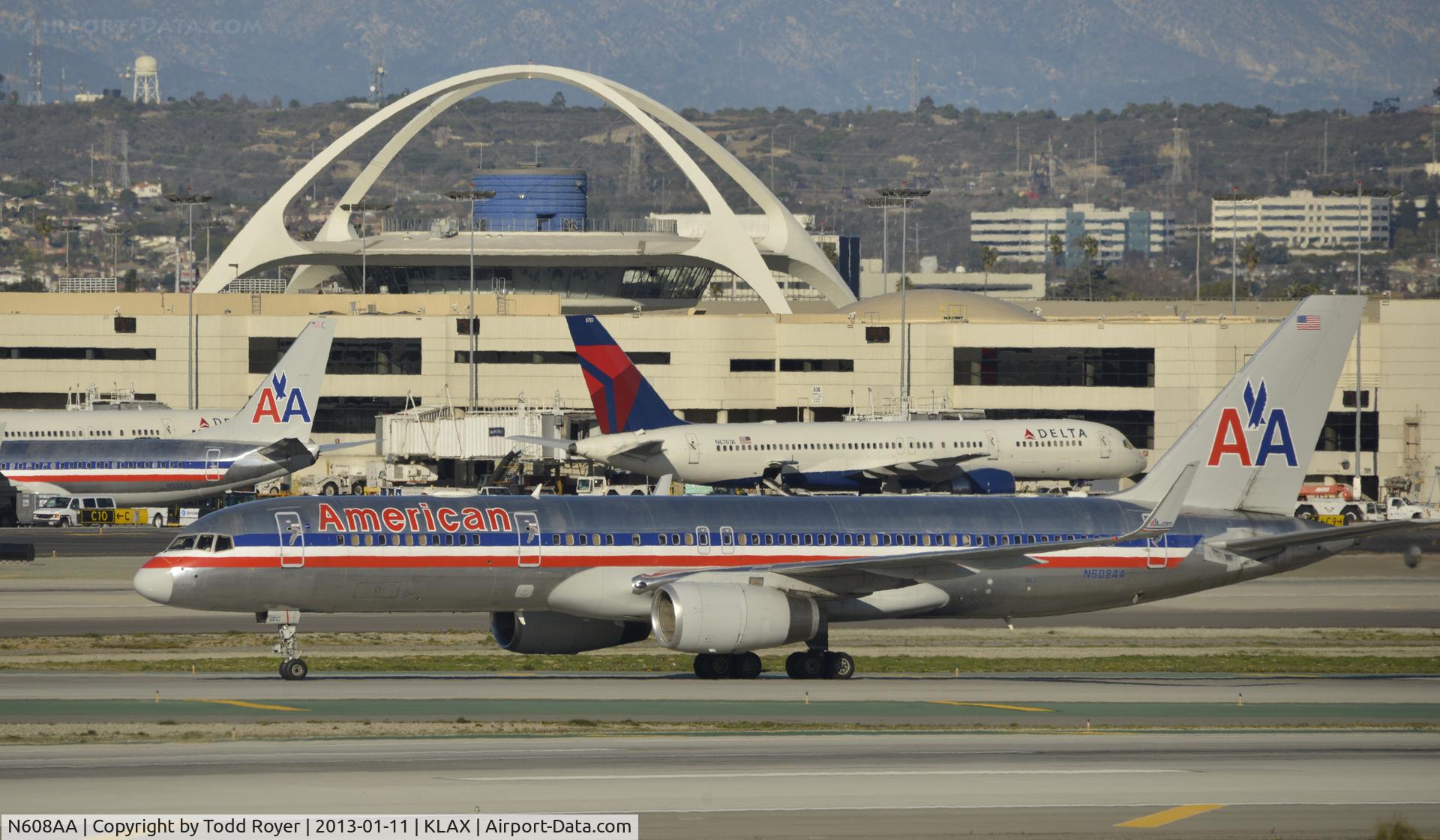 N608AA, 1996 Boeing 757-223 C/N 27446, Arriving at LAX on 25L