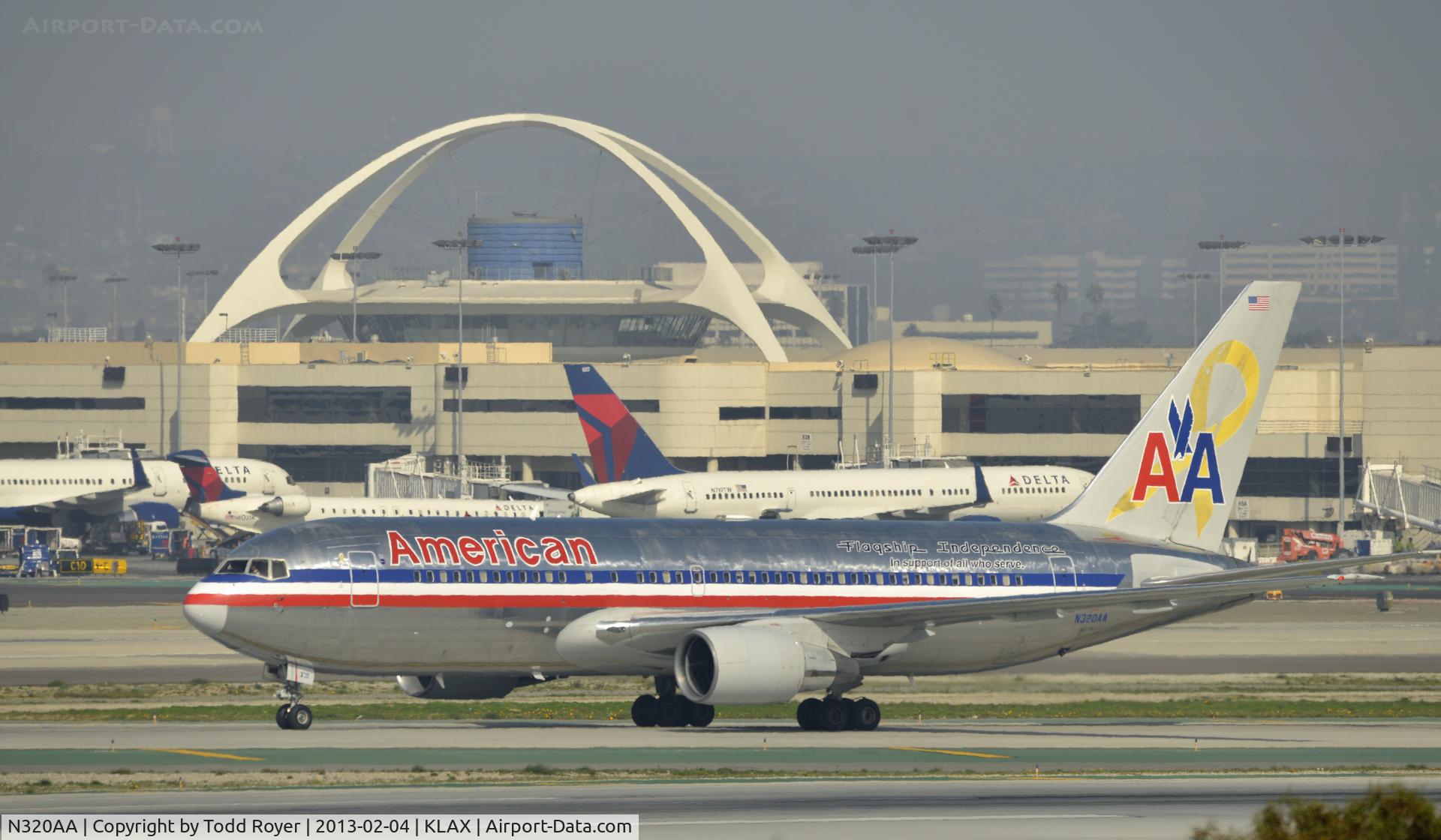 N320AA, 1985 Boeing 767-223 C/N 22321, Arriving at LAX on 25L
