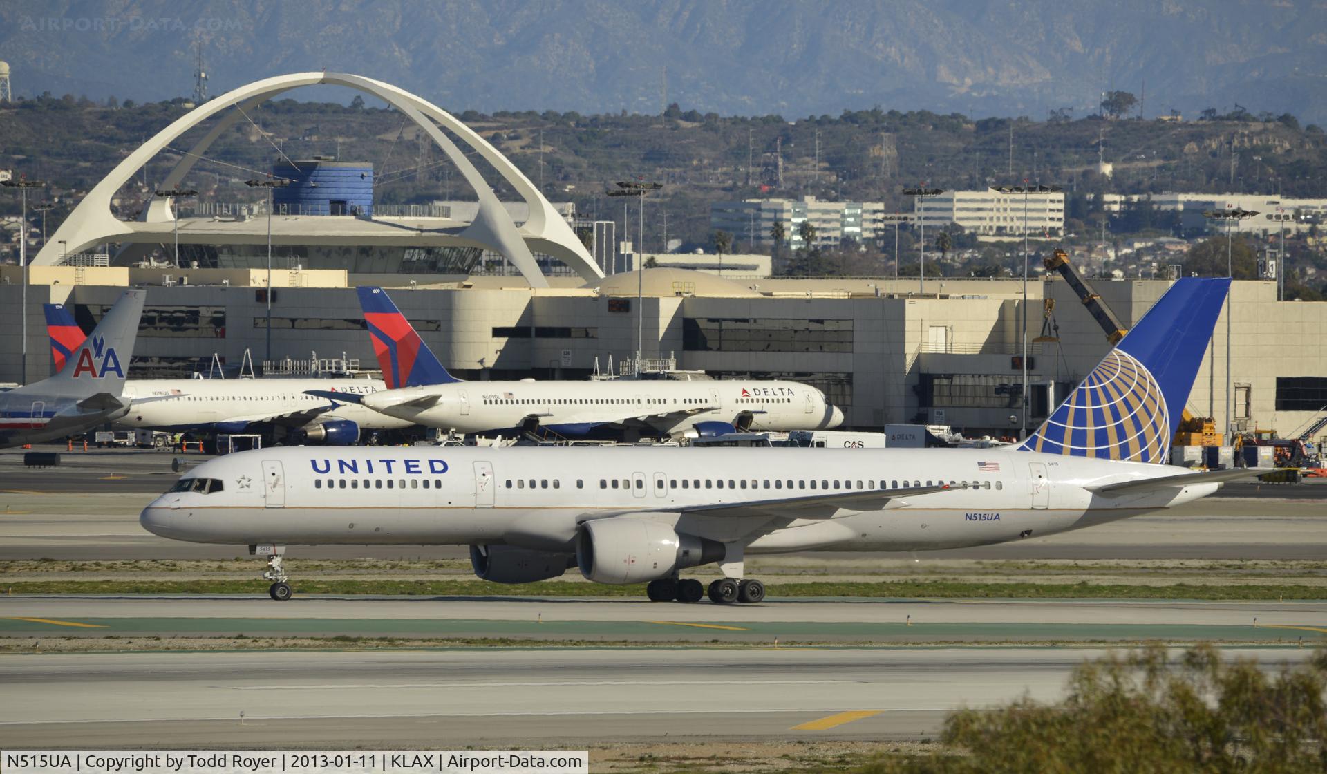 N515UA, 1990 Boeing 757-222F C/N 24840, Arriving at LAX on 25L
