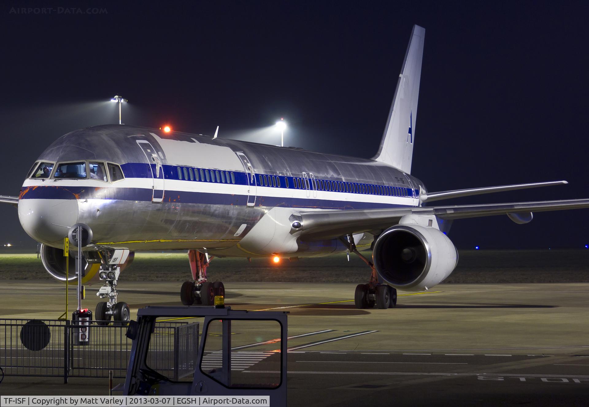 TF-ISF, 1991 Boeing 757-223 C/N 24595, Sat on stand at EGSH, Ex N637AM.