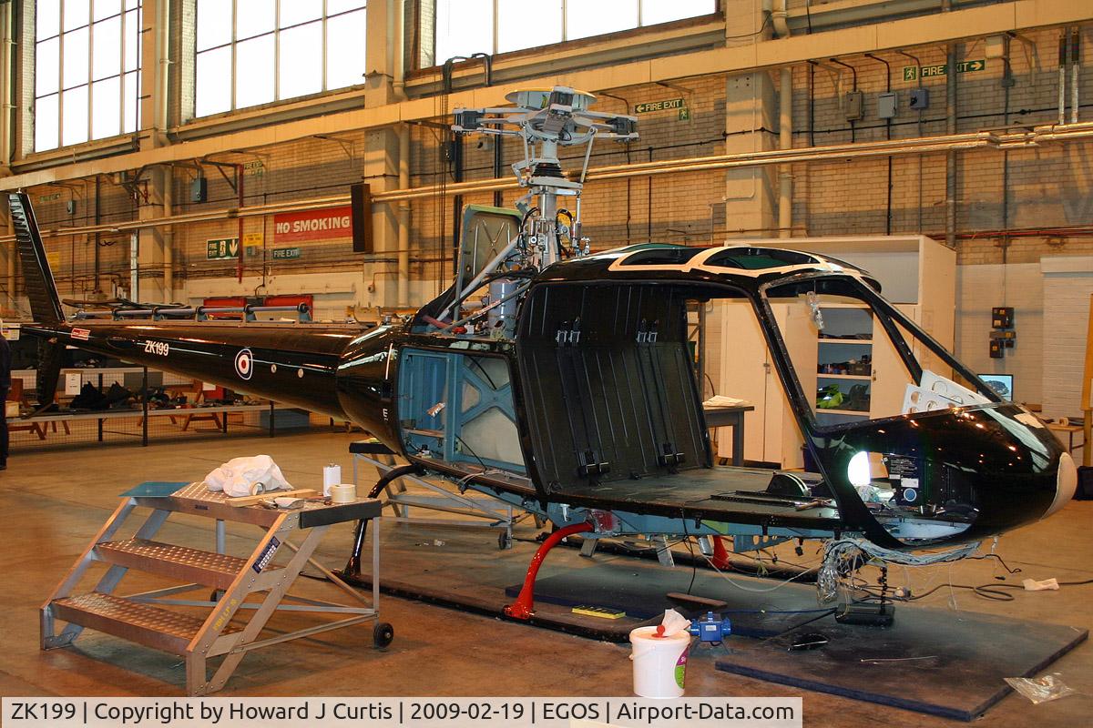 ZK199, 1986 Aerospatiale AS-350BB Squirrel HT1 C/N 1902, Being prepared for service with the Defence Helicopter Flying School. Operating now as G-DOIT/99.