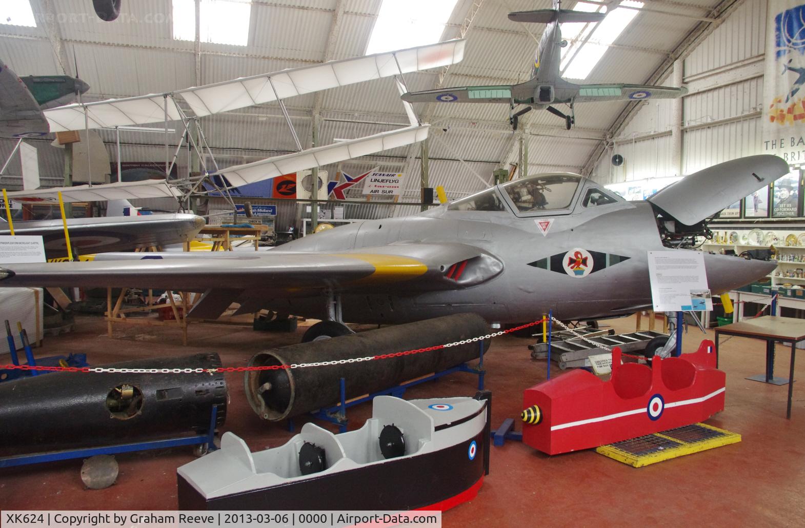 XK624, 1956 De Havilland DH-115 Vampire T.11 C/N 15781, Preserved at the Norfolk and Suffolk Aviation Museum, Flixton.