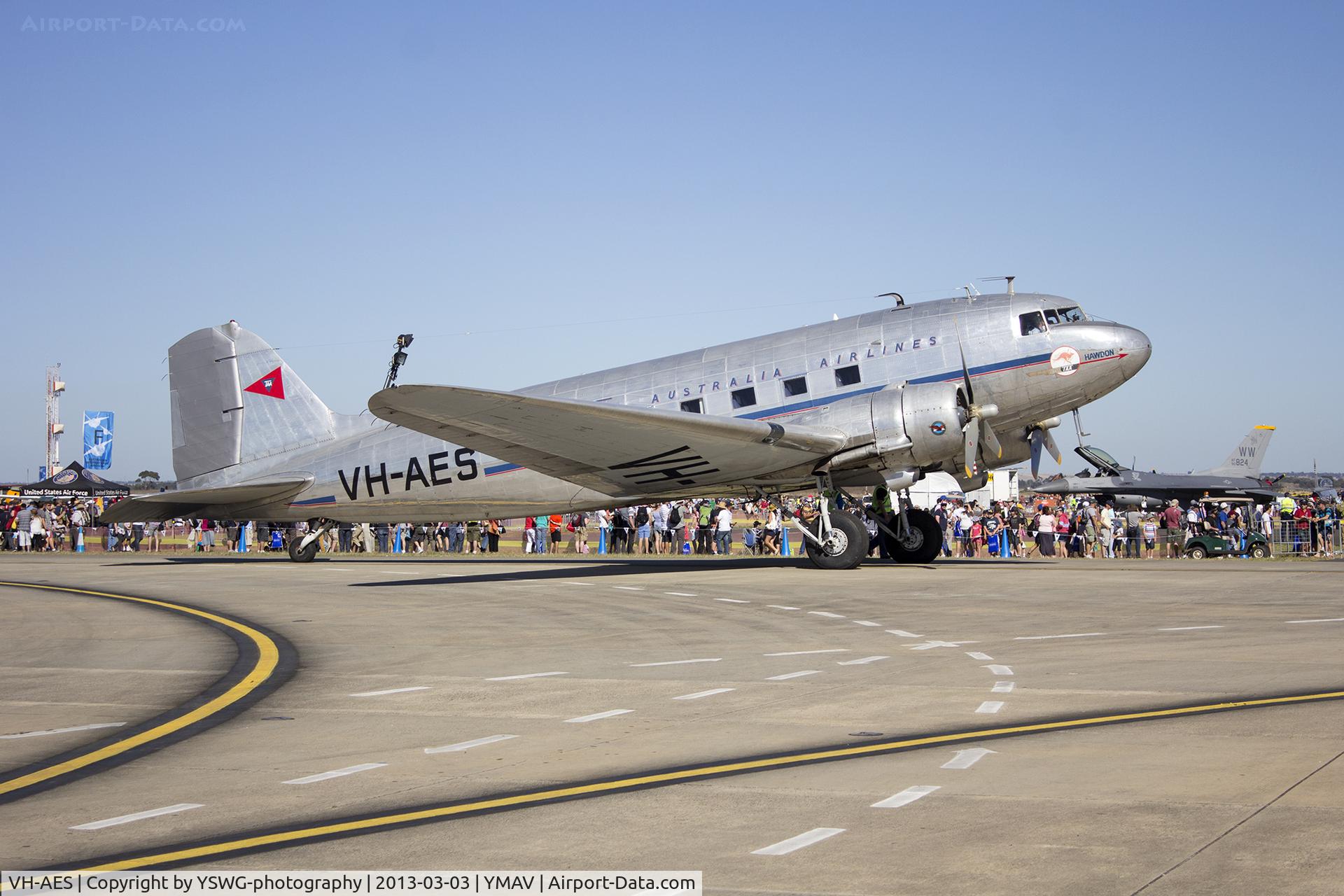 VH-AES, 1942 Douglas DC3C-S1C3G (C-47) C/N 6021, Hawdon Operations (VH-AES) Douglas DC-3C-S1C3G in Trans Australia Airlines livery at the 2013 Avalon Airshow.