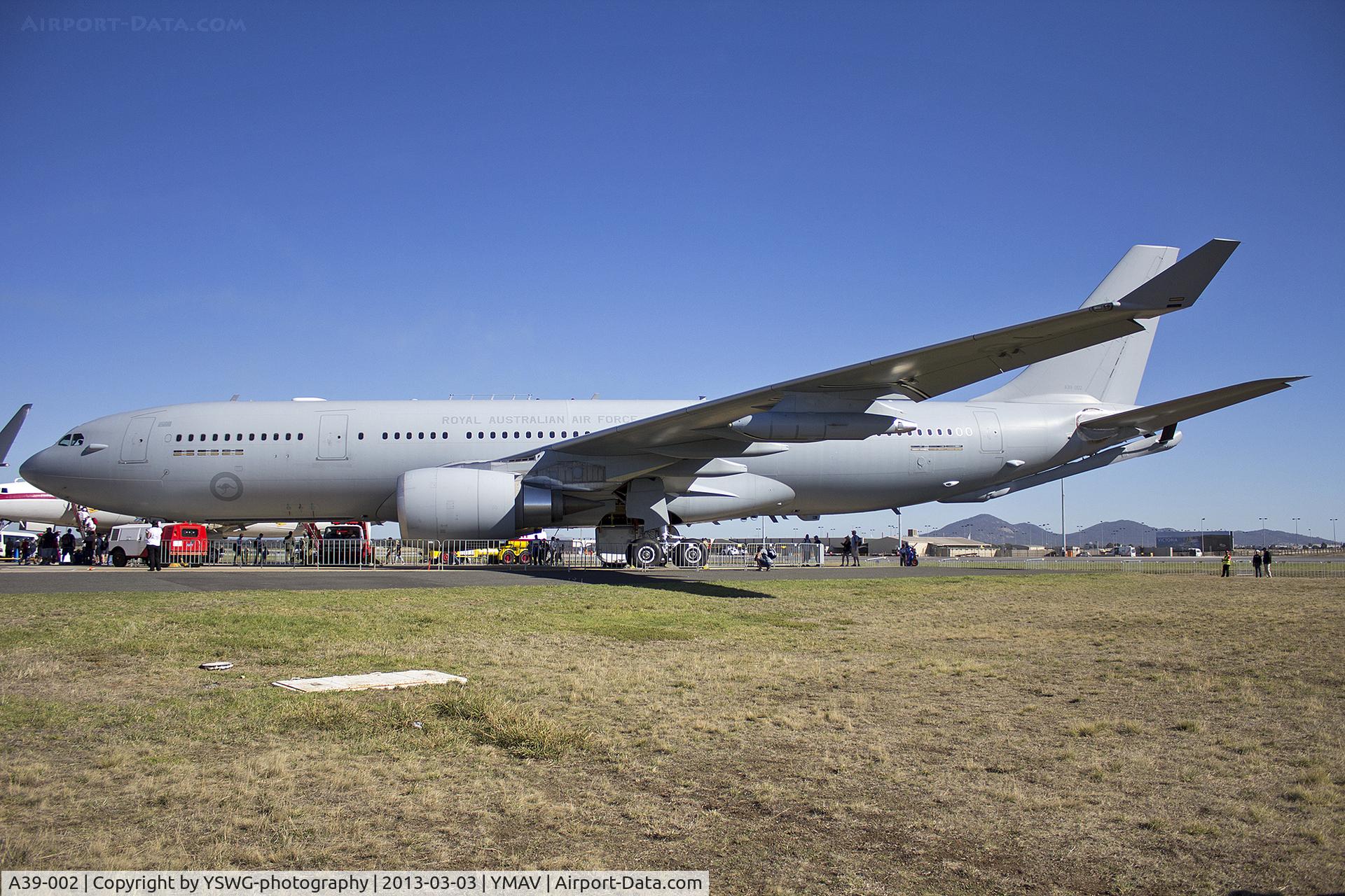 A39-002, 2008 Airbus A330-203/MRTT C/N 951, Royal Australian Air Force (A39-002) Airbus KC-30A (A330-203MRTT) on display at the 2013 Avalon Airshow.
