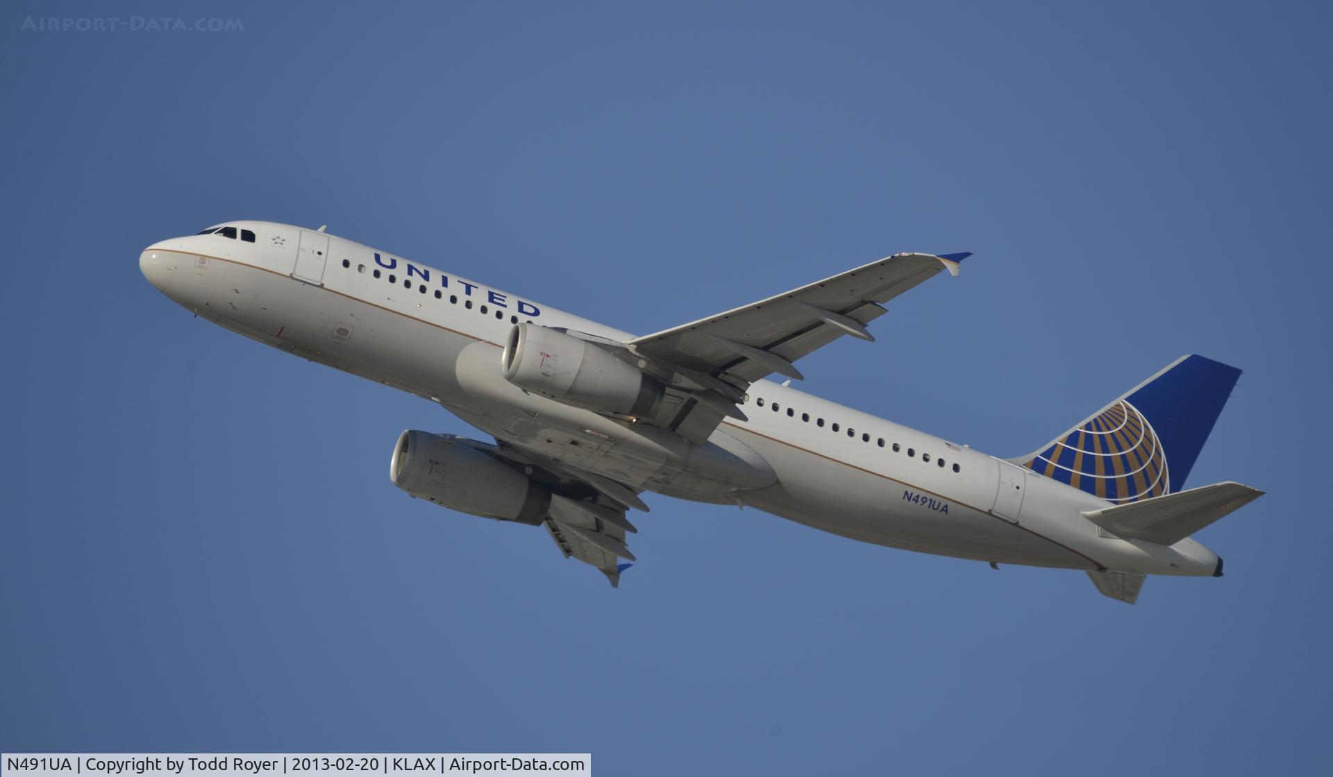N491UA, 2002 Airbus A320-232 C/N 1741, Departing LAX