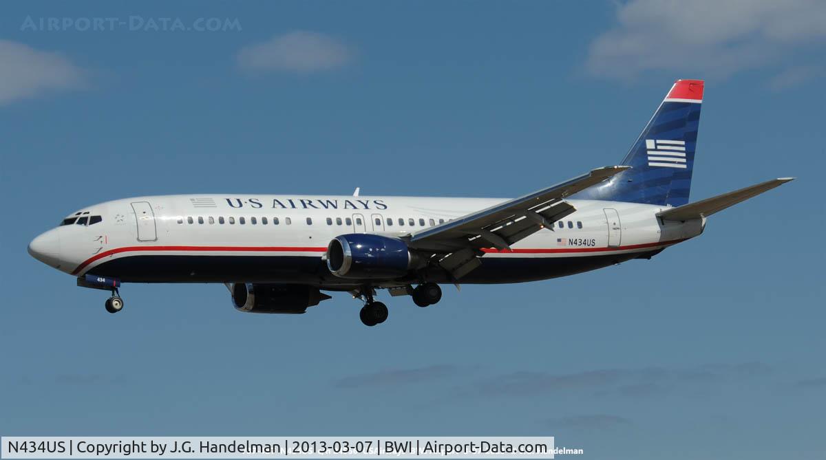 N434US, 1990 Boeing 737-4B7 C/N 24556, At BWI.