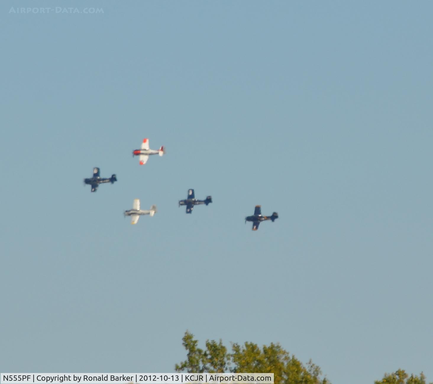 N555PF, 1954 North American T-28B Trojan C/N 200-336 (138265), N555PF leading five ship with N65491, N194RR, N281CM and N528TC - Culpeper Air Fest 2012