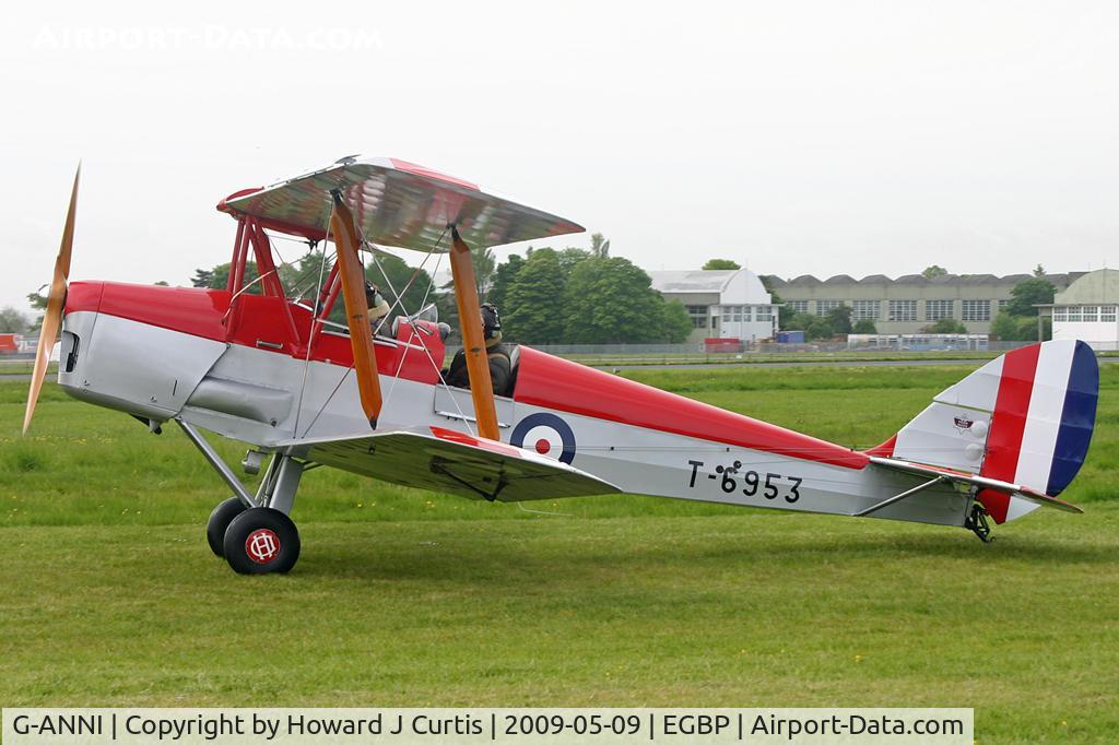 G-ANNI, 1941 De Havilland DH-82A Tiger Moth II C/N 85162, At the Great Vintage Flying Weekend. Privately owned. Painted as T-6953.