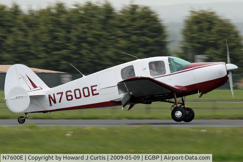 N7600E, 1958 Bellanca 14-19-2 Cruisair Senior C/N 4102, At the Great Vintage Flying Weekend. Privately owned. Caught on landing.