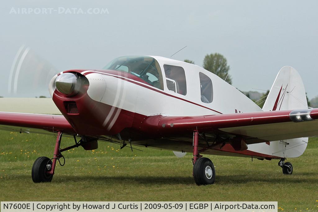 N7600E, 1958 Bellanca 14-19-2 Cruisair Senior C/N 4102, At the Great Vintage Flying Weekend. Privately owned. Close up as she taxies in.
