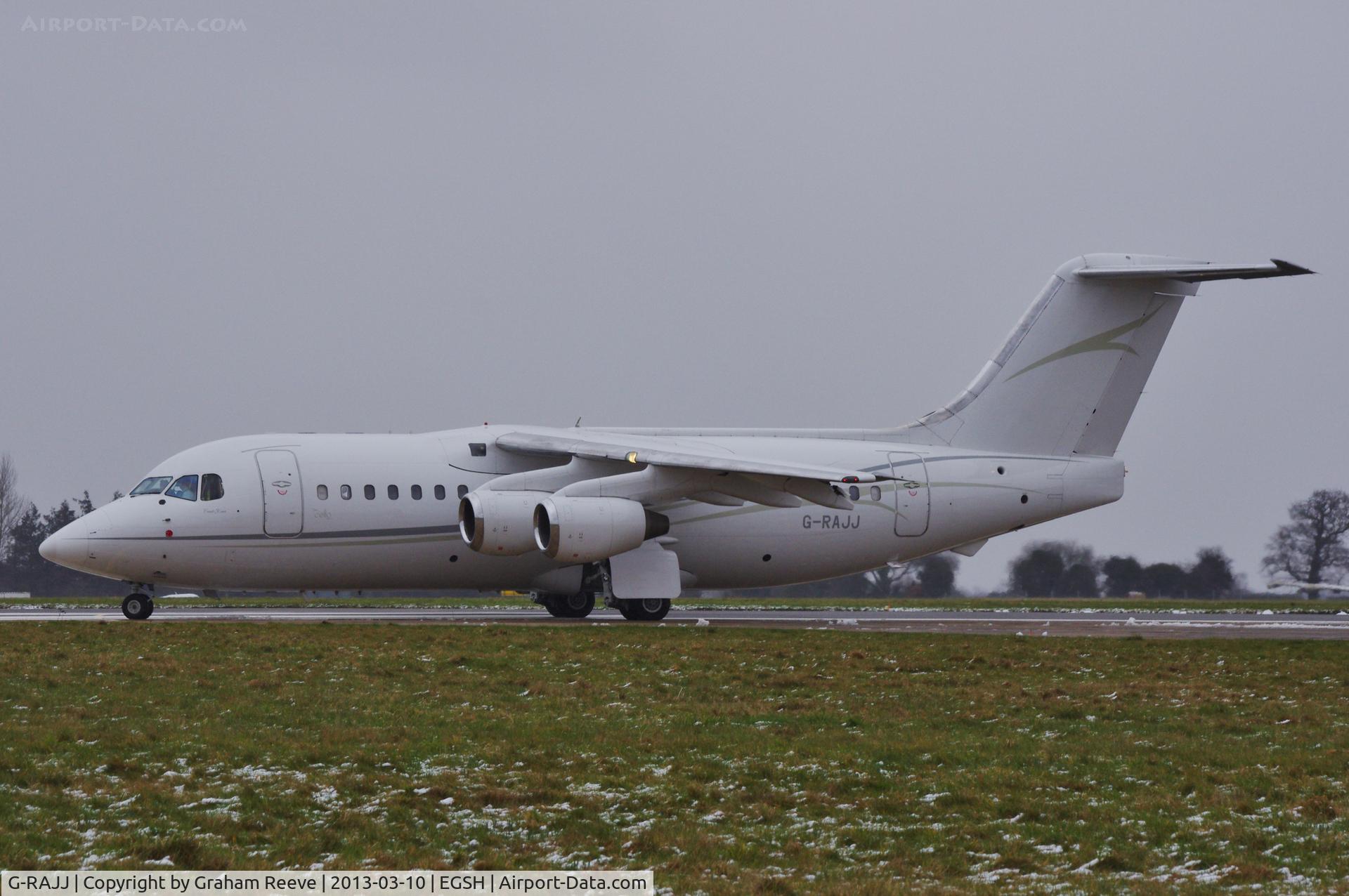 G-RAJJ, 1988 British Aerospace BAe.146-200 C/N E2108, About to depart.