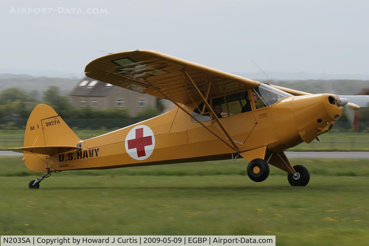 N203SA, 1943 Piper J-5C Cub Cruiser Cub Cruiser C/N 5-1477, At the Great Vintage Flying Weekend. Privately owned. Painted as AE-1 30274.