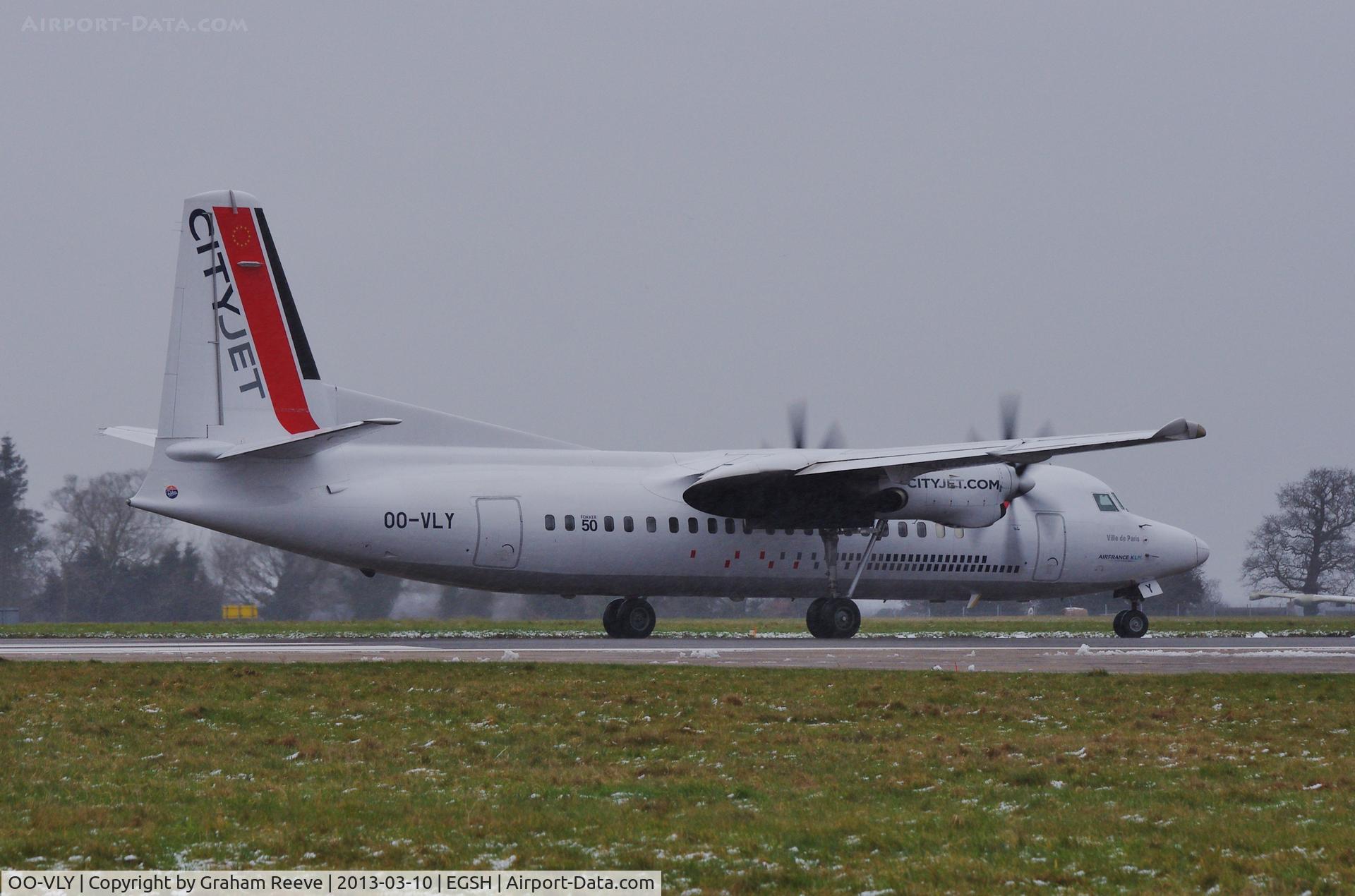 OO-VLY, 1990 Fokker 50 C/N 20181, Departing on runway 09.