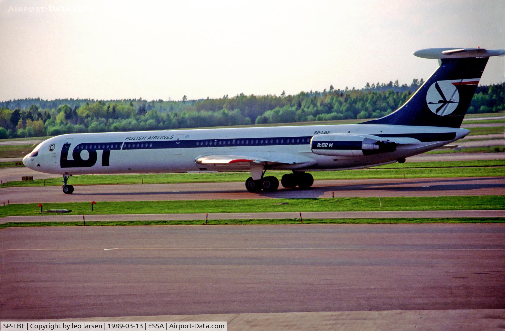 SP-LBF, 1983 Ilyushin Il-62M C/N 2343554, Stockholm Arlanda 13.5.89