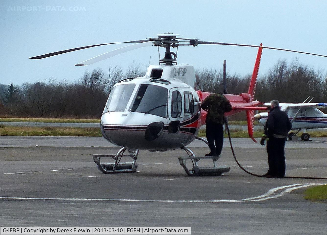 G-IFBP, 2002 Eurocopter AS-350B-2 Ecureuil Ecureuil C/N 9051, Taking on fuel at EGFH.