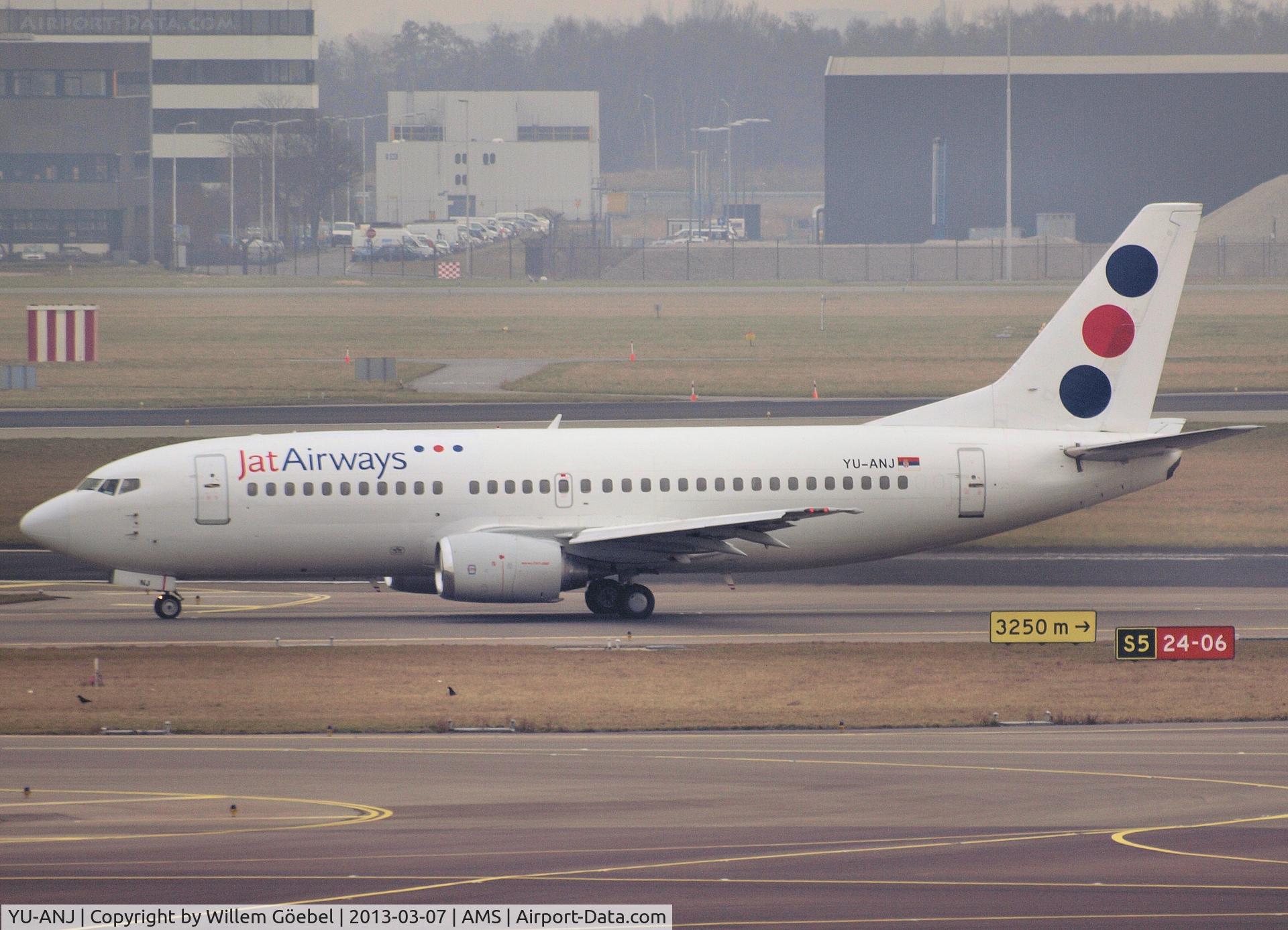 YU-ANJ, 1986 Boeing 737-3H9 C/N 23714/1305, Taxi to the gate of Schiphol Airport