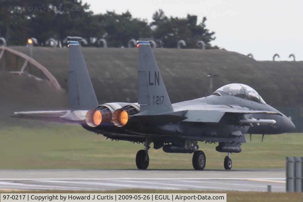 97-0217, 1997 McDonnell Douglas F-15E Strike Eagle C/N 1355/E216, Operated by 492nd FS/48th FW, USAFE. Caught on departure.