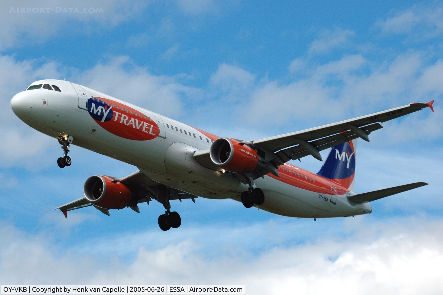 OY-VKB, 2003 Airbus A321-211 C/N 1921, MyTravel Airways A321 approaching Stockholm Arlanda airport, Sweden.