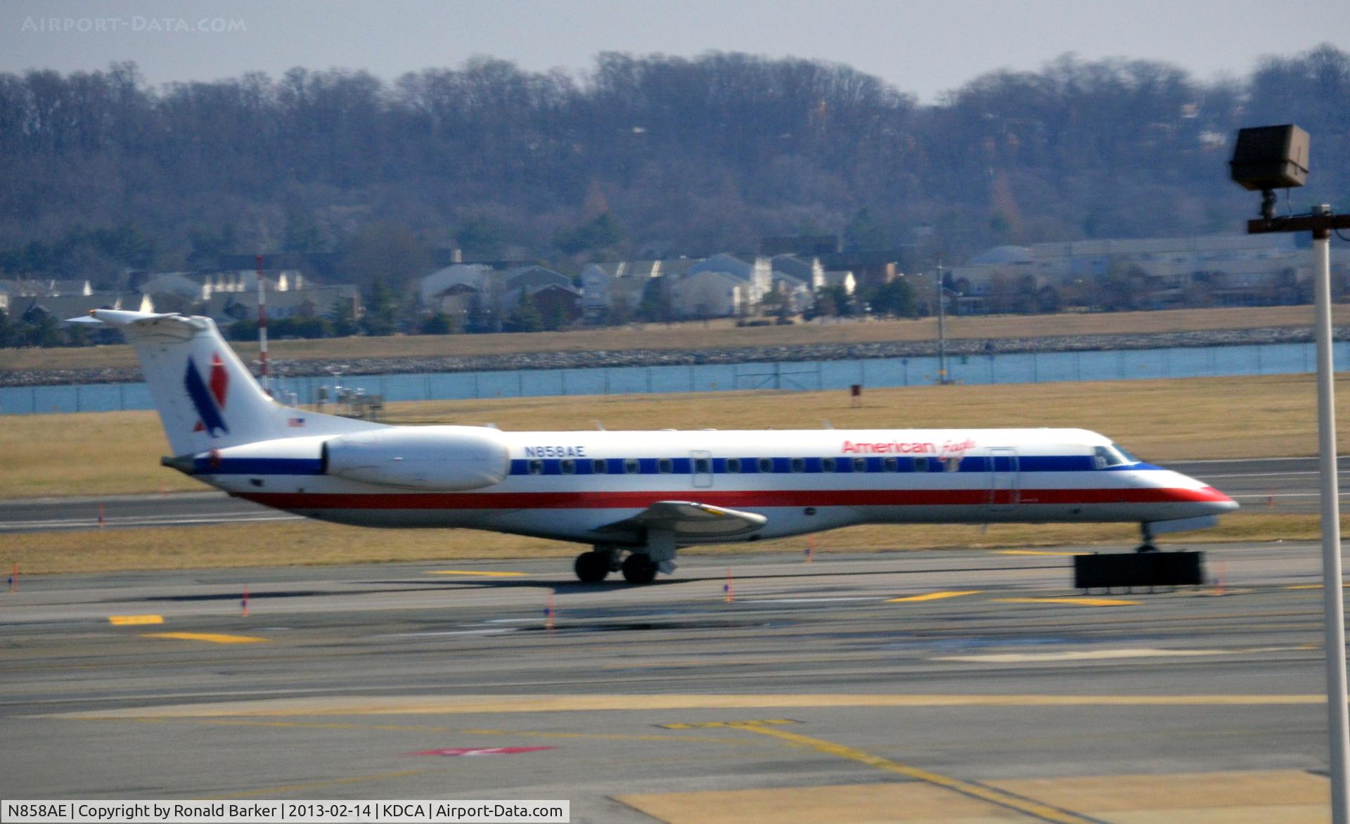 N858AE, 2003 Embraer ERJ-140LR (EMB-135KL) C/N 145754, Taxi DCA