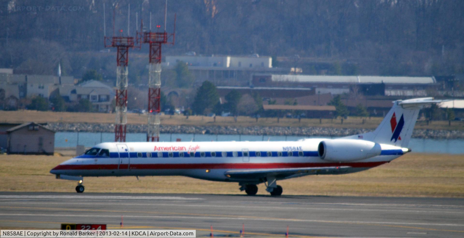 N858AE, 2003 Embraer ERJ-140LR (EMB-135KL) C/N 145754, Takeoff DCA